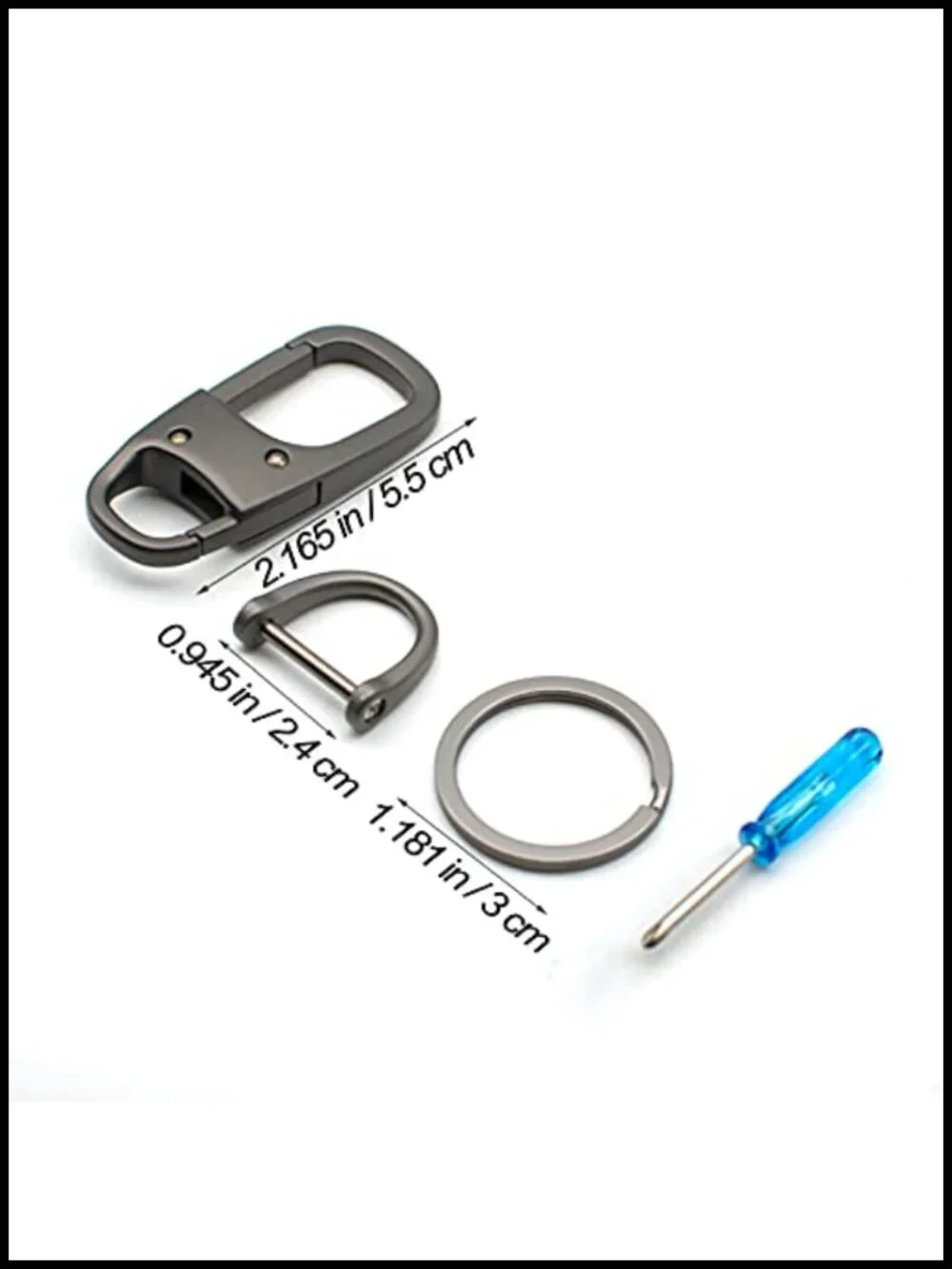 Metal Keychain Holder with Detachable Valet Key Ring Anti-Lost Clip for Car Fob